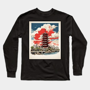 Hiroshima Japan Vintage Travel Poster Tourism Art Long Sleeve T-Shirt